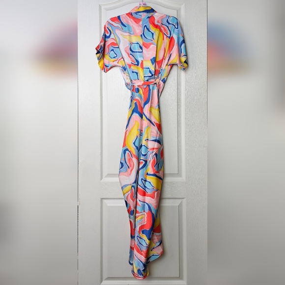 Women's Fashion Nova Hailey Button Up Maxi Dress - Blue/combo XS - Picture 6 of 10